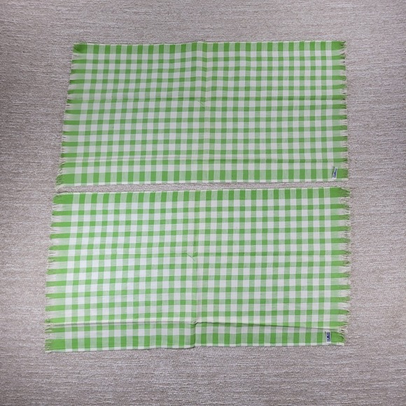 VTG Cannon Tea Towel Kitchen Dish Rag Green Gingham Linen Deadstock Set of 2 - Picture 6 of 11